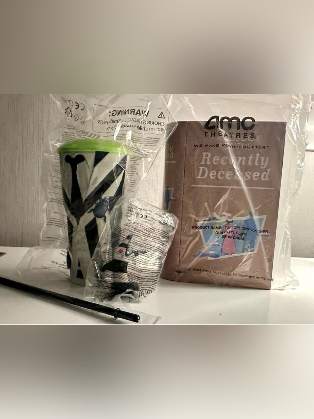 AMC Beetlejuice Handbook Recently Deceased Popcorn Bucket & Sandworm GRIPPR Cup